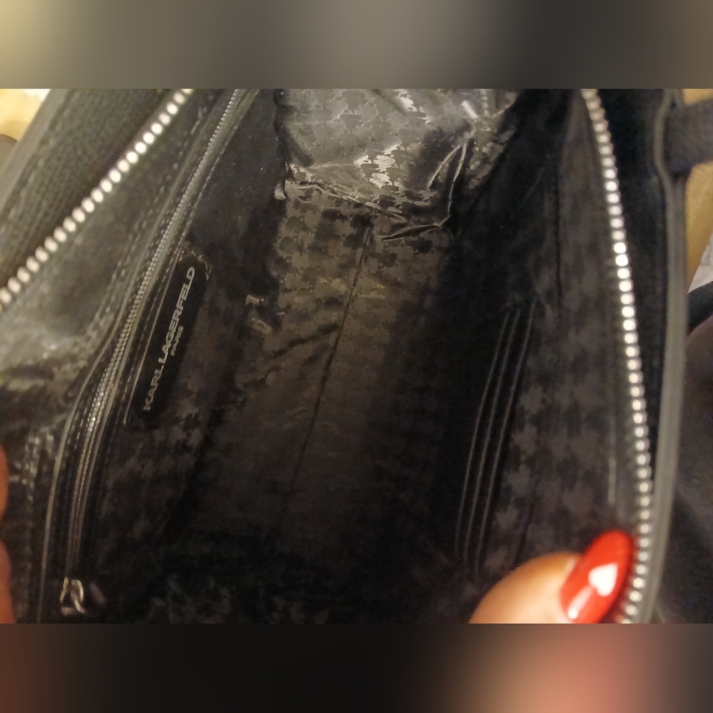 NWT Karl Lagerfeld Black Paris Tote/Crossbody with Coin pouch/airpod case. - Picture 2 of 11